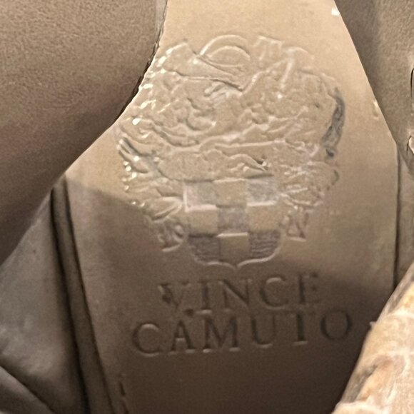 Vince Camuto Leather Peep Toe Heeled Ankle Booties Sz 7 Chunky Boho Chic Western - Picture 3 of 7